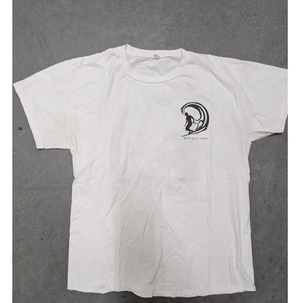 North Shore Hawaii Protect Our Ocean Surfer Graphic Off White Crew Neck Tee